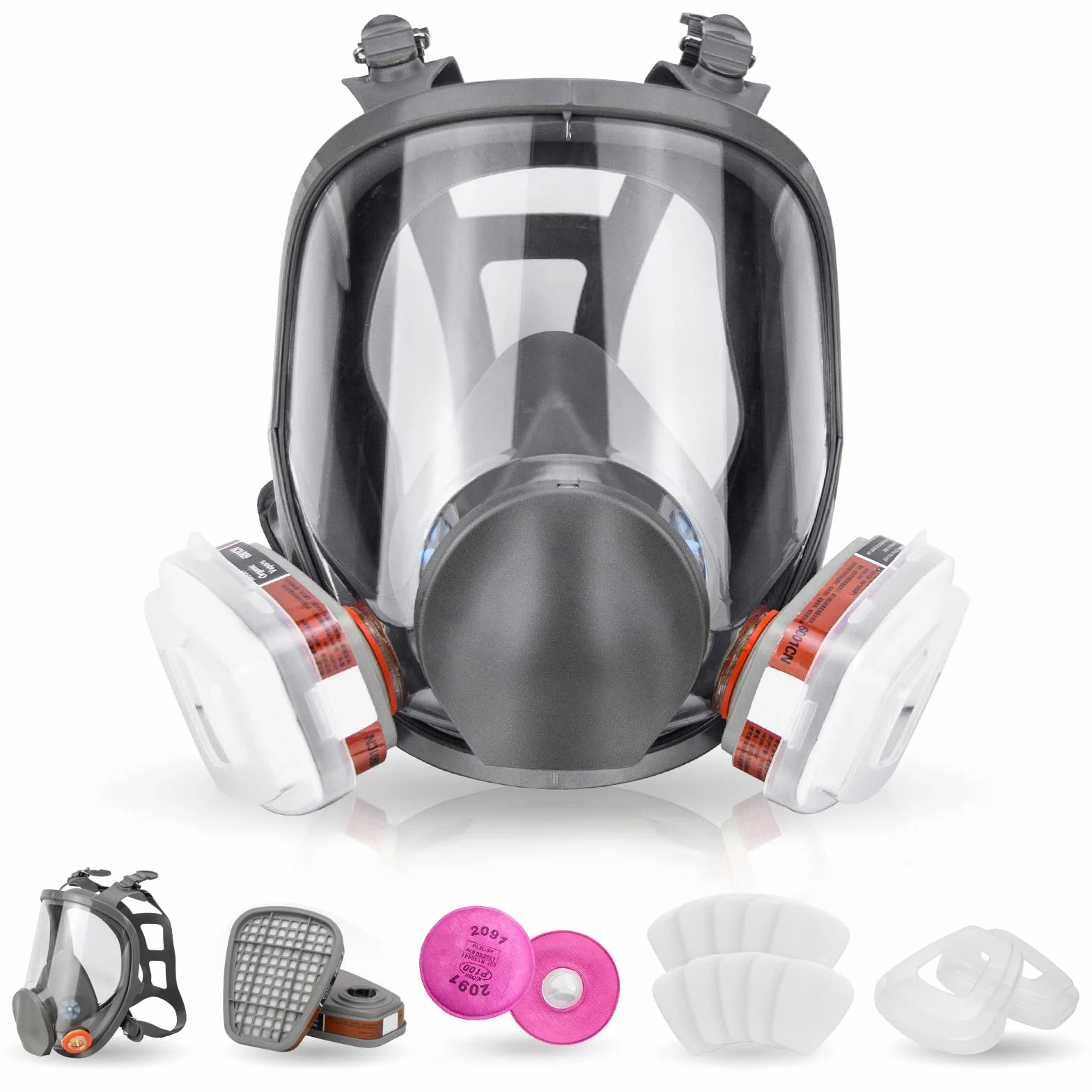 Máscara de vapor orgánica with Filtros de Recambio 17 en 1, máscara de gas con doble filtro de carbón activado, para pintura química, Construcción, Aserrado, Soldadura Y otros trabajos