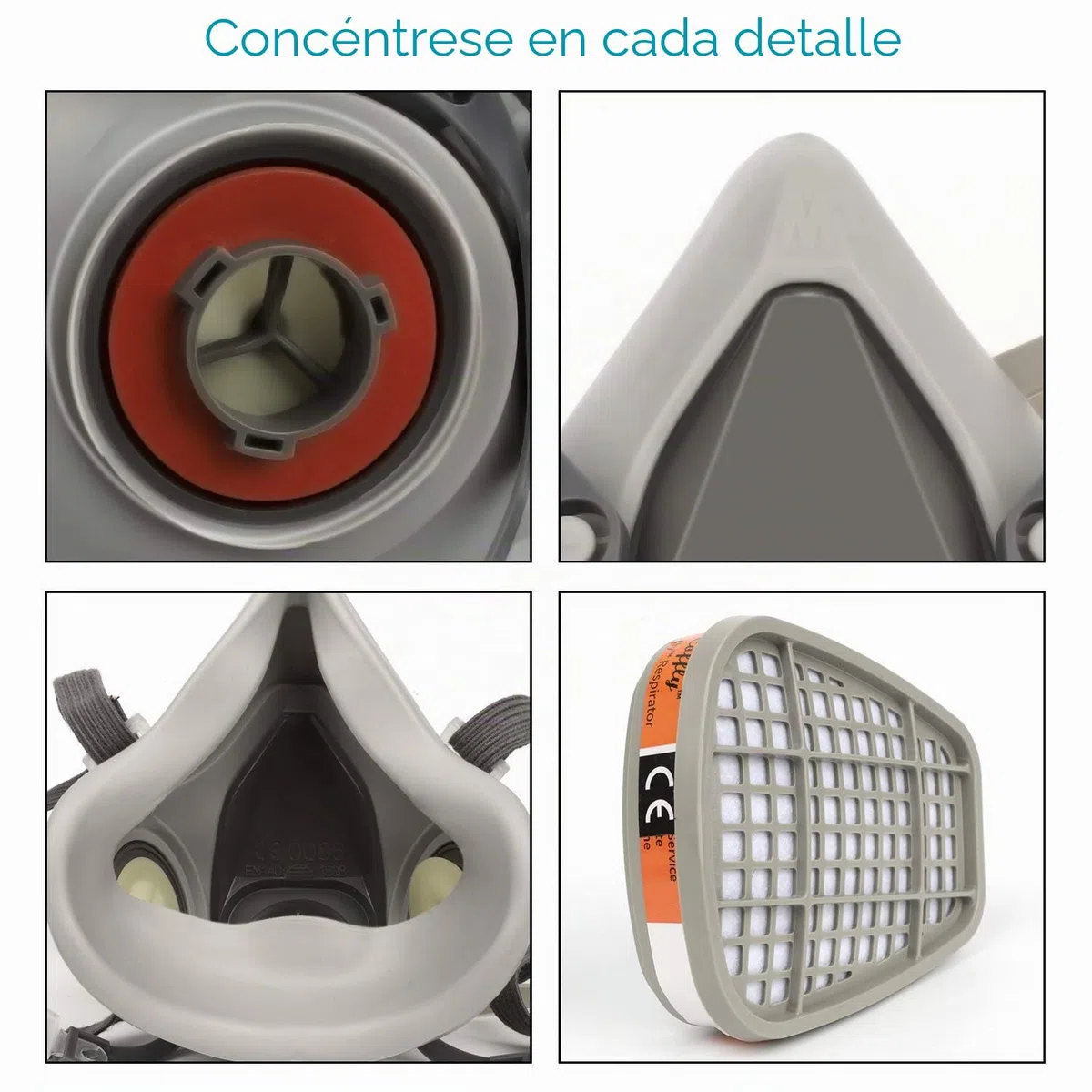 107 - Máscara antigas antipolvo con filtros, máscara de polvo reutilizable, semimáscara respiratoria, anti gas, vapor y partículas, para pintura en aerosol, alisado, polvo