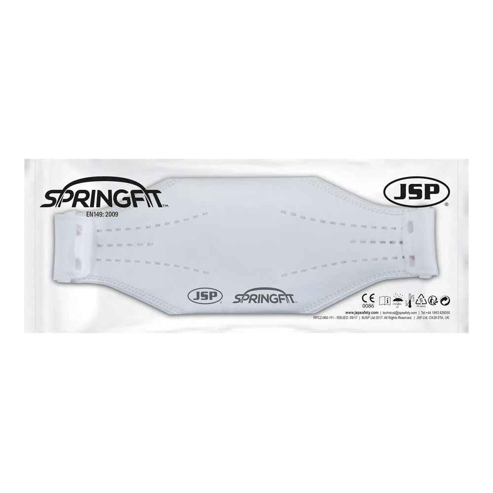 JSP Mascarilla desechable de pliego horizontal SpringFit FFP2 421 (Caja de 10) - BGA122-202-000