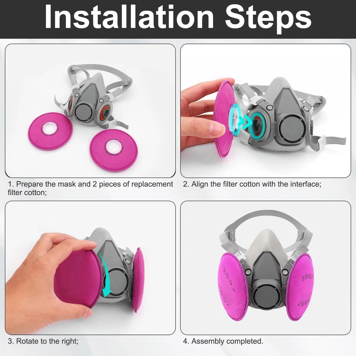 Facemoon Respiradores Mascarillas,Mascarilla Antipolvo,Cubierta Facial Contra El Polvo, Cubierta Facial Seguridad Adecuado Para Variedad de Situaciones de Trabajo,Con Gafas Protectoras