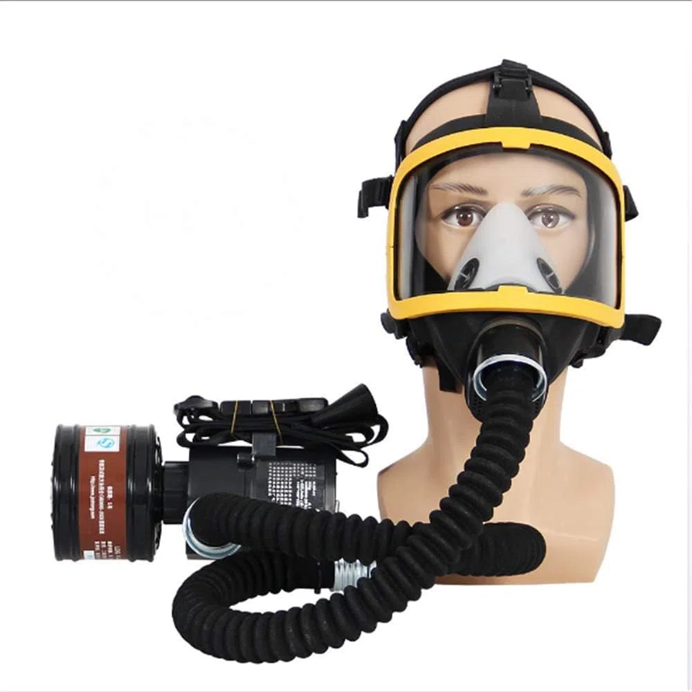 Respirador eléctrico purificador de aire | Máscara facial completa de flujo constante con sello de silicona ajustable | Ideal para pintura en aerosol, soldadura y uso en laboratorio