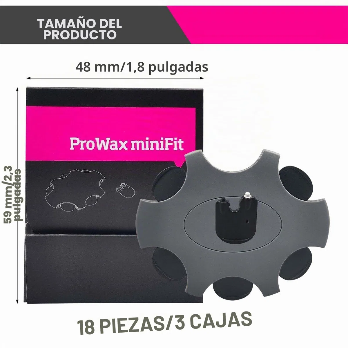 ProWax MiniFit - Filtro de cerumen para audífonos, filtro de cera de repuesto ProWax MiniFit compatible con audífonos Oticon, Bernafon y Auditio, 6 herramientas y 6 filtros (3 paquetes/18 unidades)
