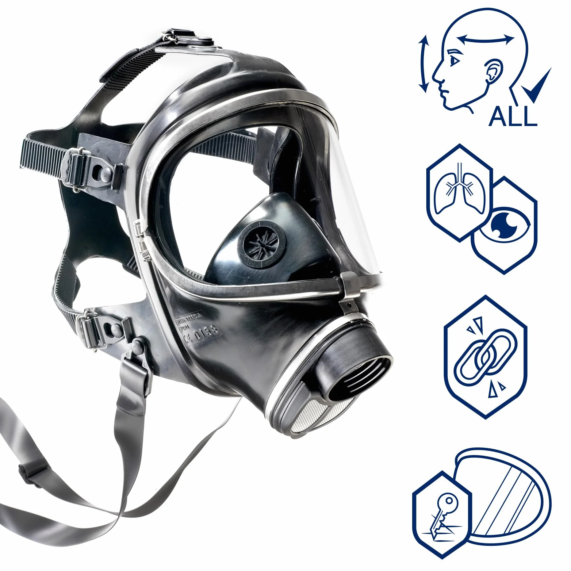 Dräger Panorama Nova RA | Máscara de protección completa con filtro de protección civil contra emergencias biológicas y químicas