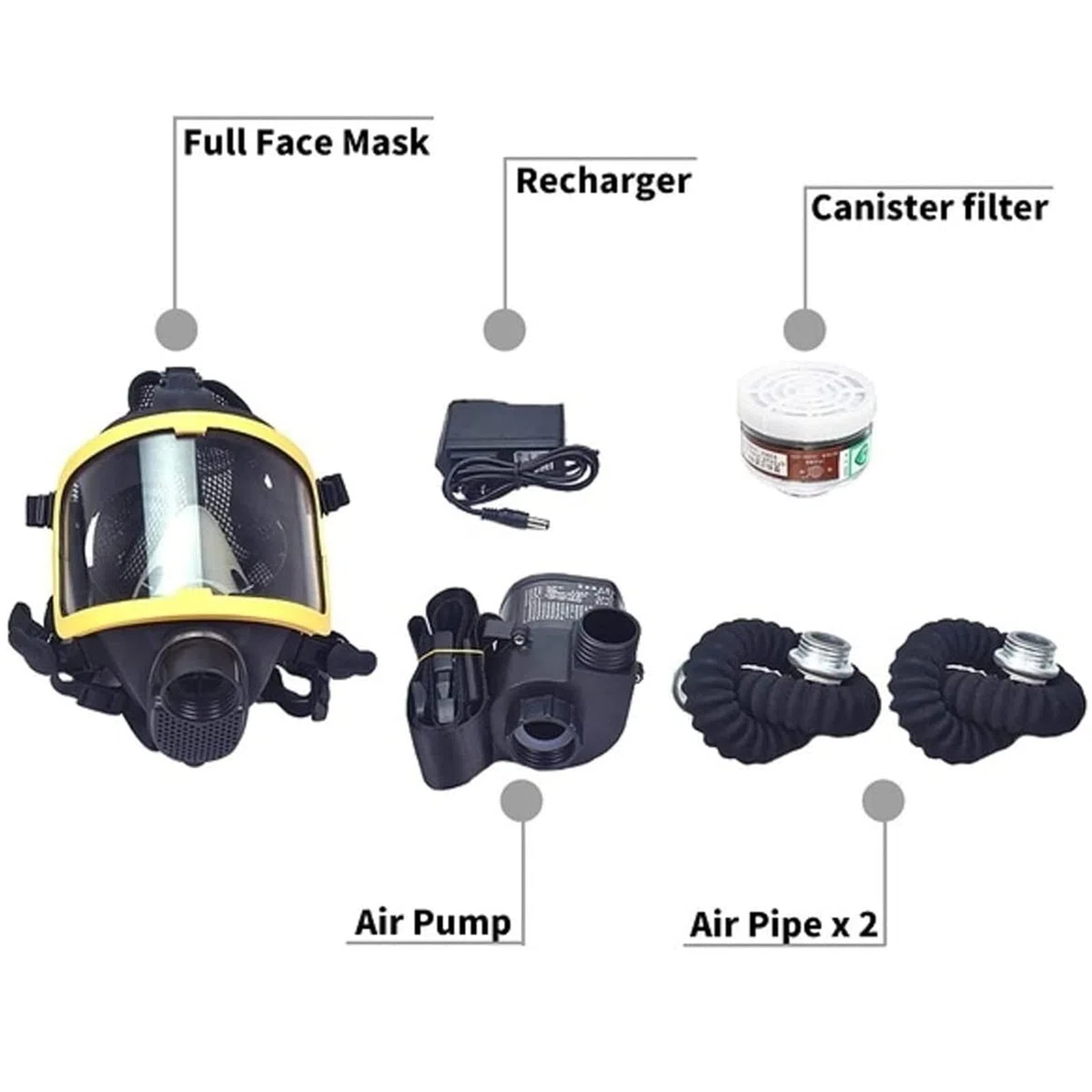 Sistema respirador eléctrico, máscara de gas de cara completa con tubo de respiración, ajustable, suministro de aire para pintura en aerosol y protección respiratoria