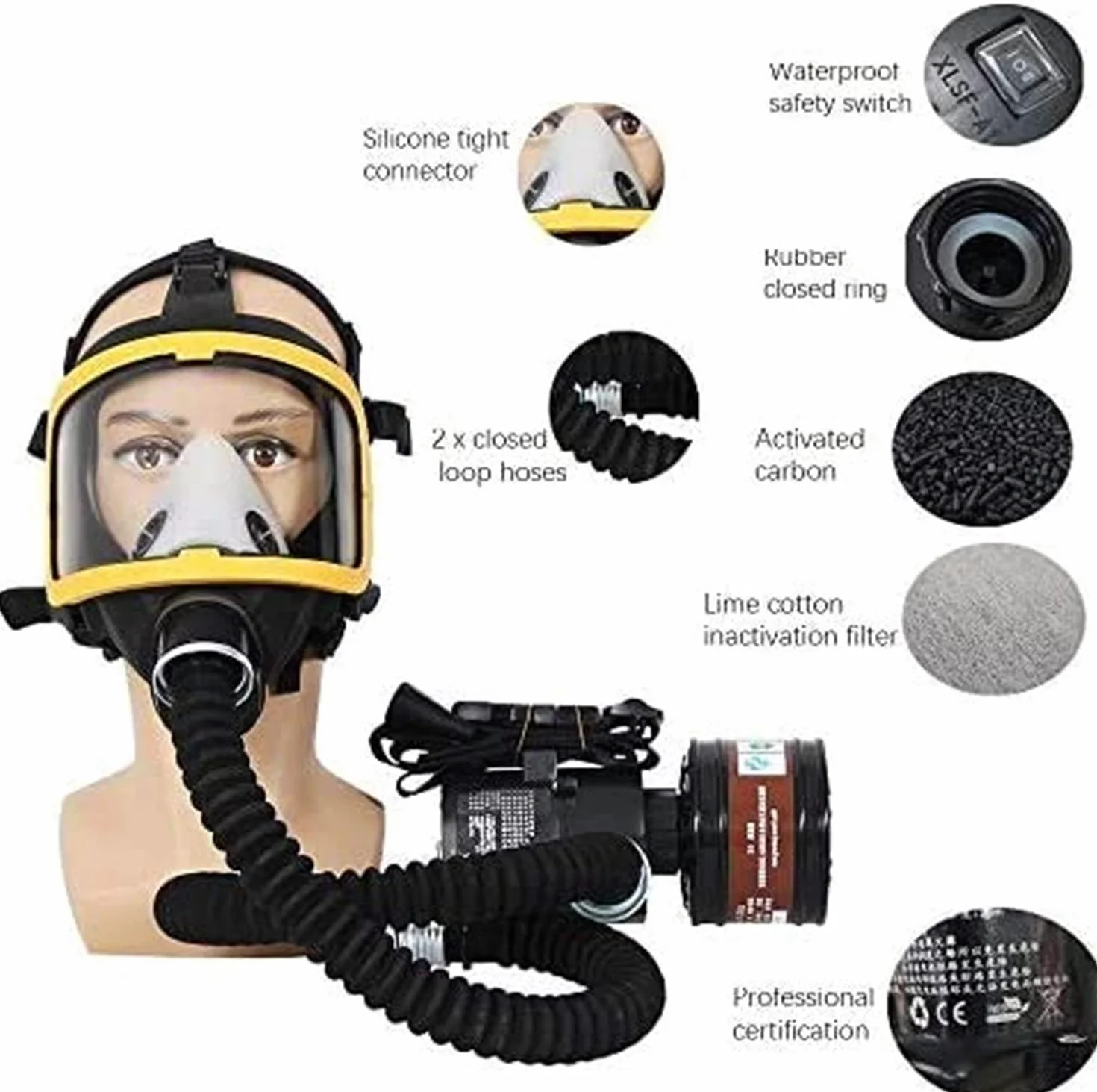 Máscara respiradora de cara completa con filtros para protección contra el polvo, ideal para aplicaciones de pintura, pesticidas y soldadura