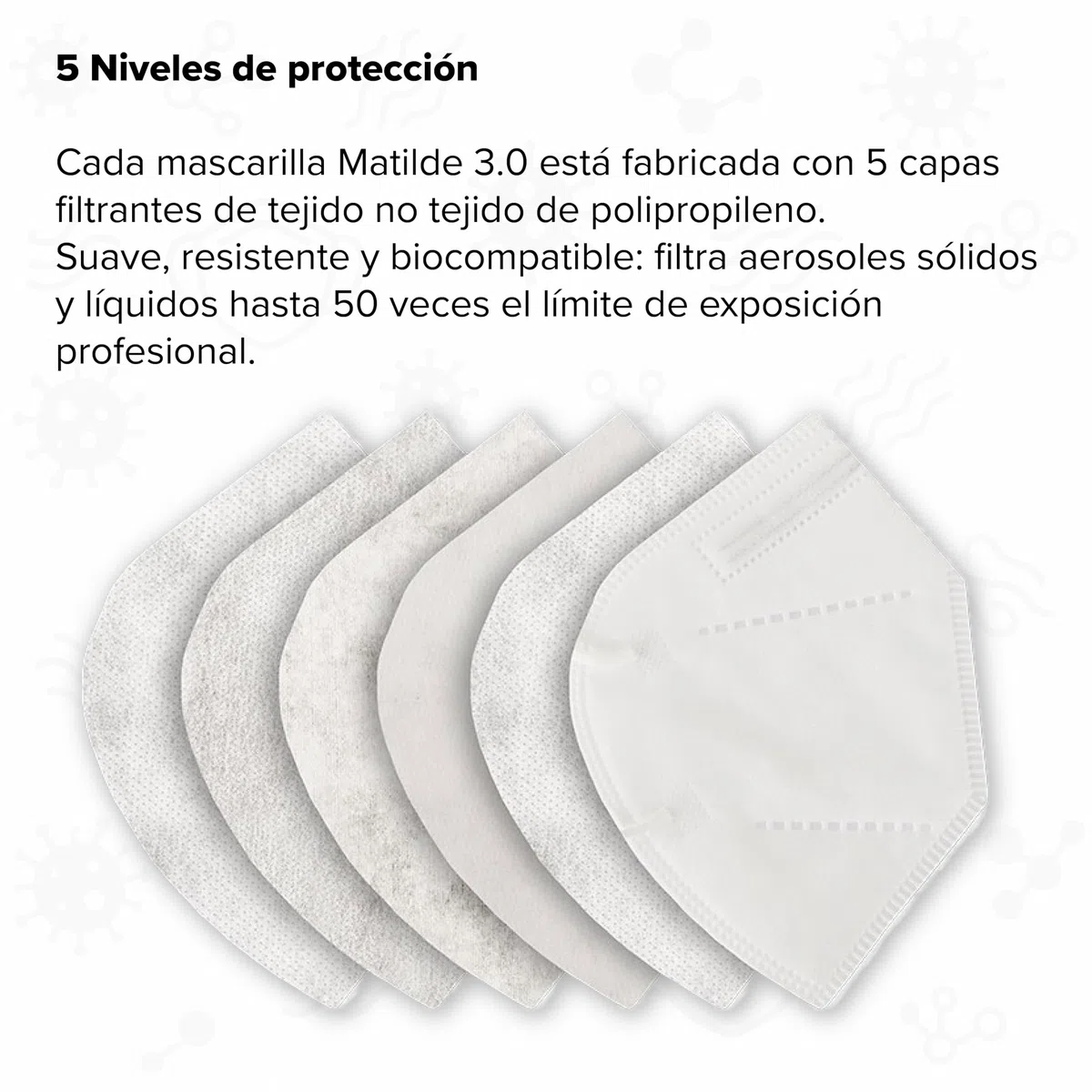 Mascarilla FFP3 NR sin válvula - 25 piezas | Matilde 3.0 Certificado CE 2841 | DPI EN 149:2001 + A1:2009 | Máscara protectora desechable de alta filtración
