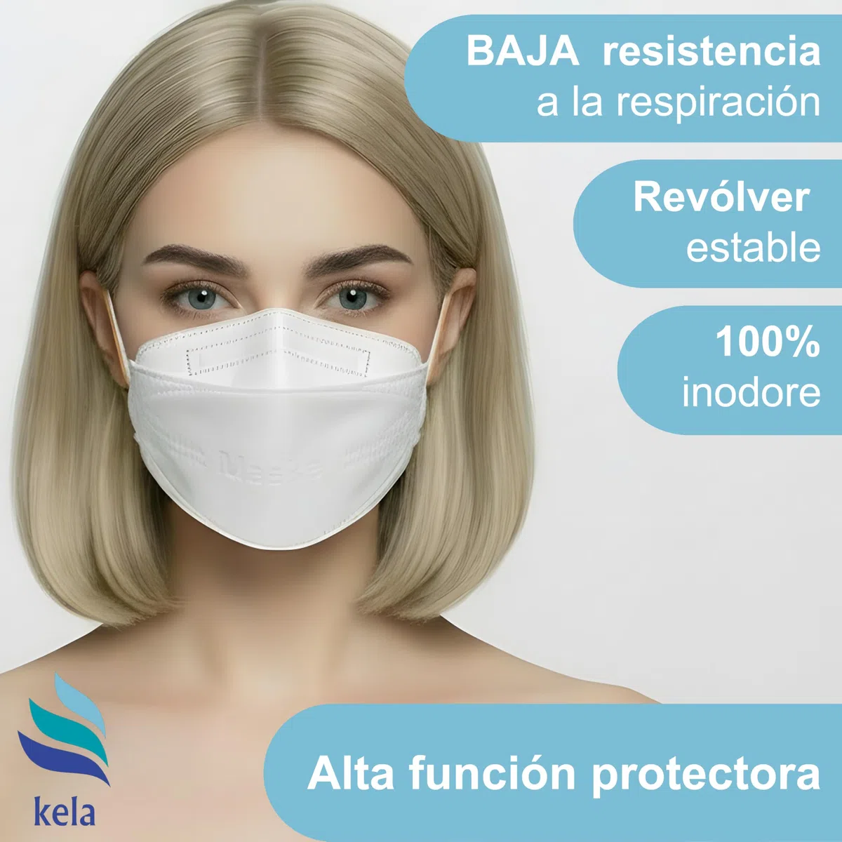 Mascarillas FFP2 DM LK | 100% fabricado en Alemania | Mascarilla protectora con forma de pez | Certificado CE EN 149:2001+A:2009 (2233 GEPTEST) e OEKO TEX | VIRU-fil