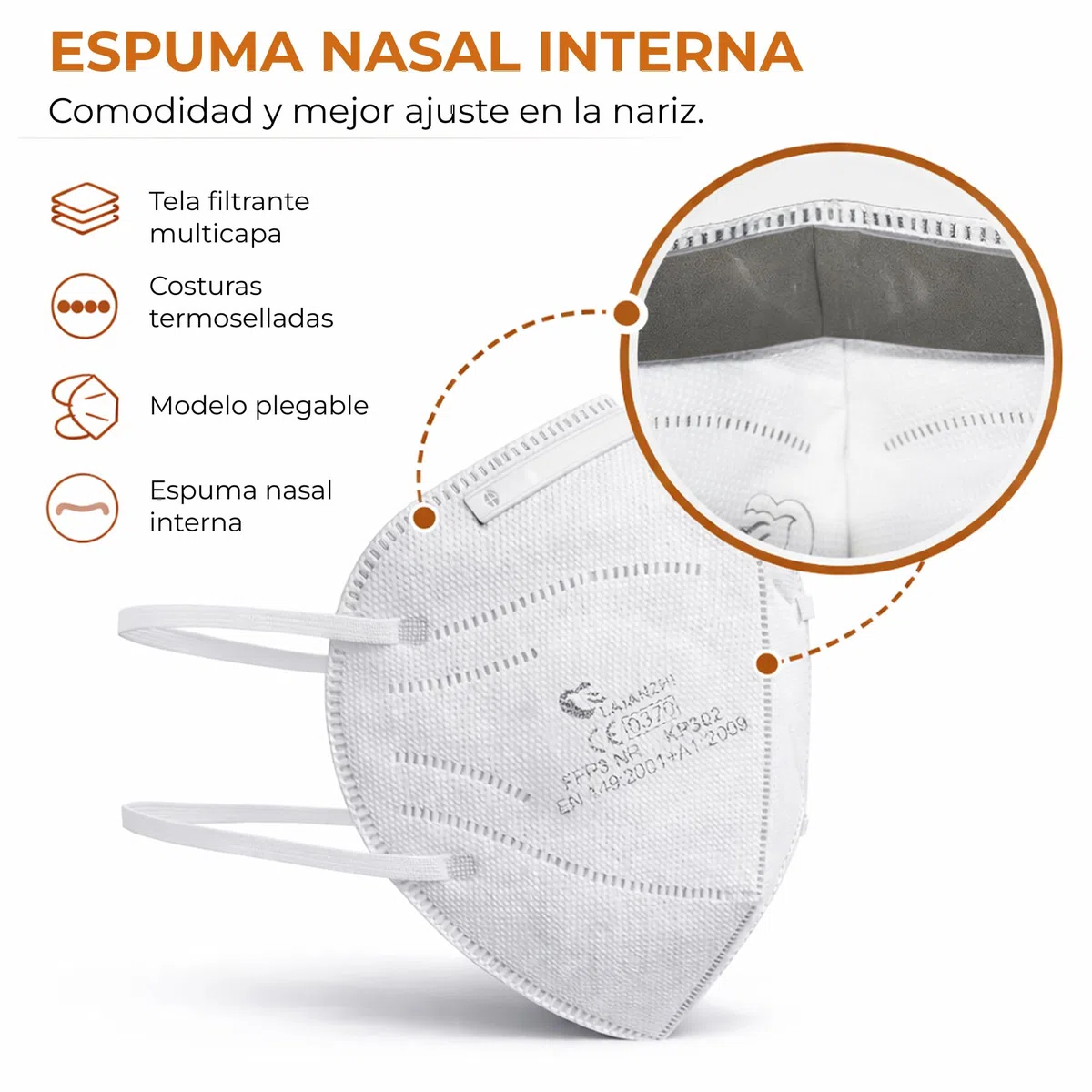 Mascarillas FFP3 Planas – Certificadas CE EN149:2001 + A1:2009 – Alta Protección Respiratoria Filtración ≥99% – Sin Válvula