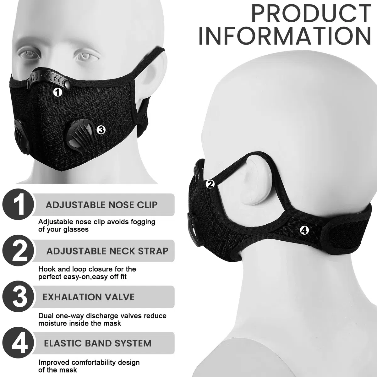 Threlaco 4 máscaras antipolvo, transpirables, reutilizables, con filtros, ajustables, antipolvo, con 16 filtros de carbón activado, máscara de polvo de hormigón para construcción de carpintería