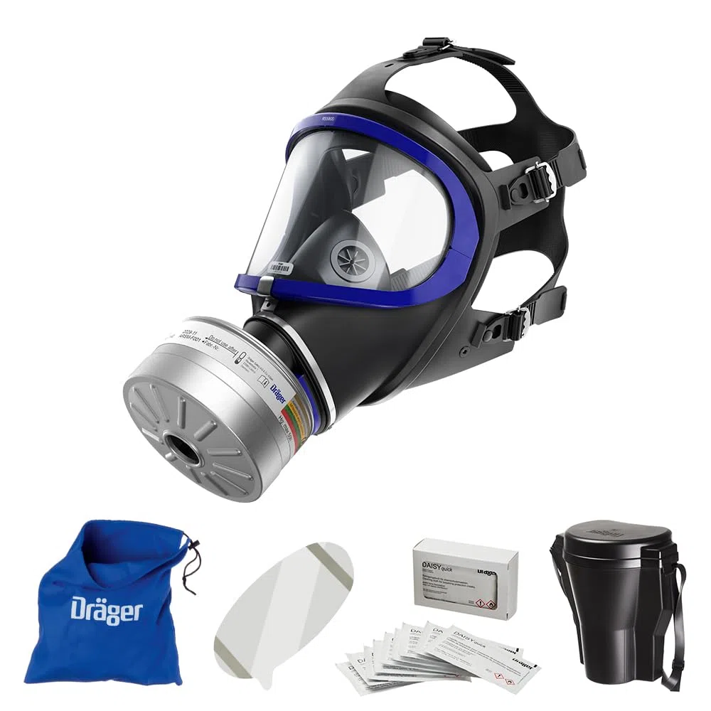 Dräger X-plore 6300 Máscara facial completa con filtro Rd40 A2B2E2K2 HG P3 R D, Respirador antigás para trabajos químicos, pintura, construcción, con accesorios | Accesorios incluidos