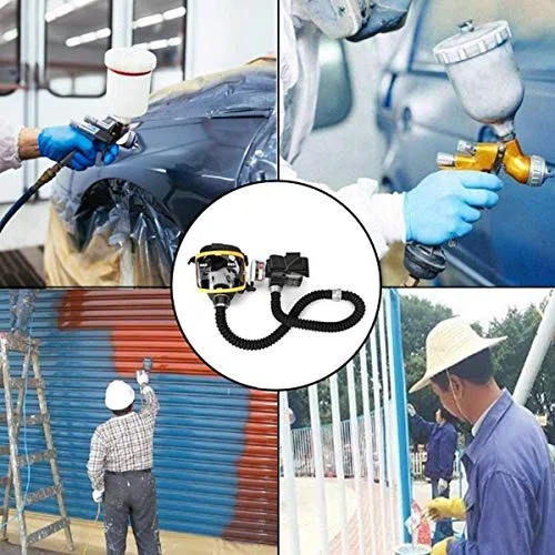 Máscara respiradora de aire suministrada – Filtros eléctricos de flujo constante de cara completa para chorro de arena y trabajos de laboratorio