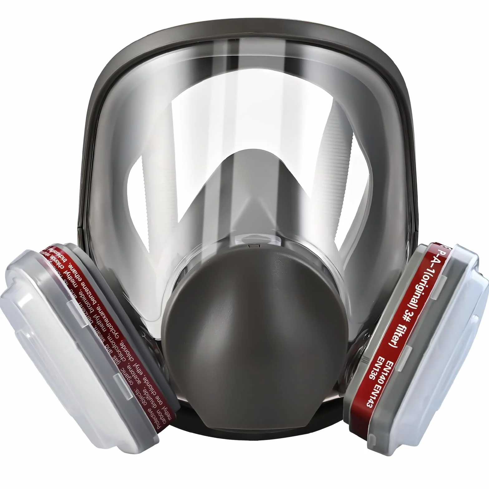 Faburo Respirator Facial Completo Reutilizable, Protección Respiratoria | Con 10 filtros de repuesto y 5 pares de guantes, para pintura, partículas, polvo, resina epoxi, lijado, soldadura