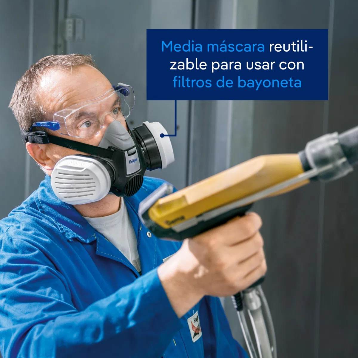 Dräger Kit básico de protección respiratoria artesanos – incluye media máscara X-plore 3300 M, filtros A2P3, 3 mascarillas FFP2, gafas X-pect 4200, tapones para los oídos y paños de limpieza