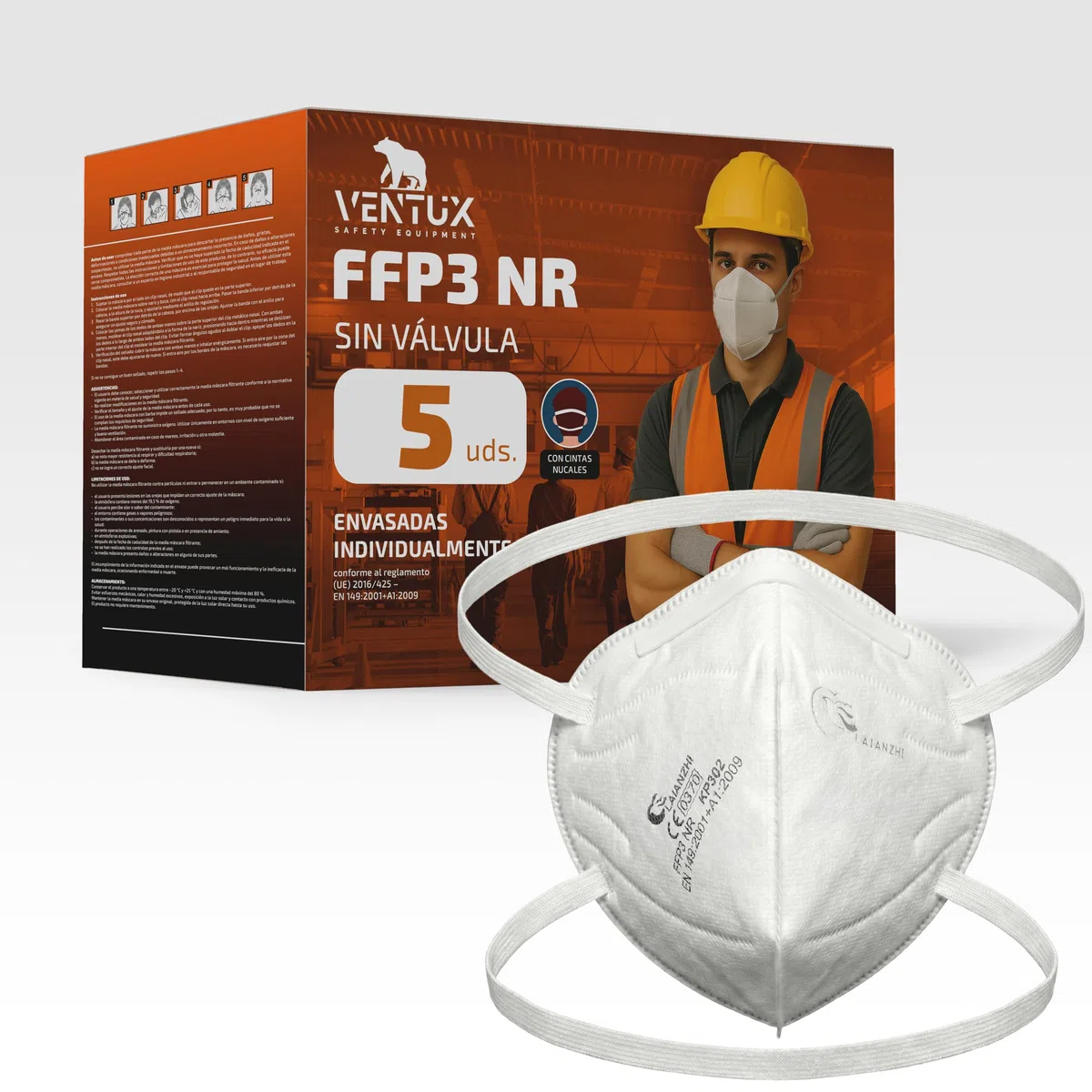 Mascarillas FFP3 Planas – Certificadas CE EN149:2001 + A1:2009 – Alta Protección Respiratoria Filtración ≥99% – Sin Válvula