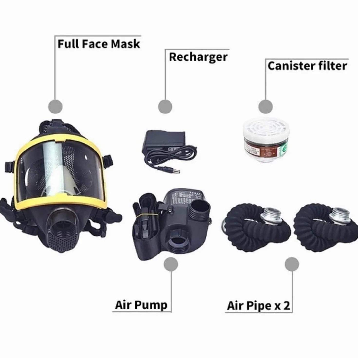 Máscara respiradora de cara completa con filtros para protección contra el polvo, ideal para aplicaciones de pintura, pesticidas y soldadura
