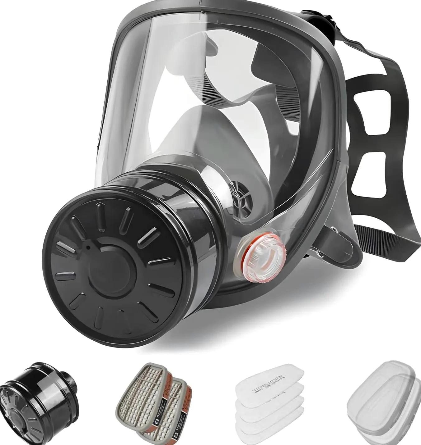 ALNUY Máscara de gas de cara completa, máscara de gas de supervivencia nuclear y química con filtro de carbón activado de 40 mm, máscara respiradora reutilizable para gases, vapores, polvo, productos