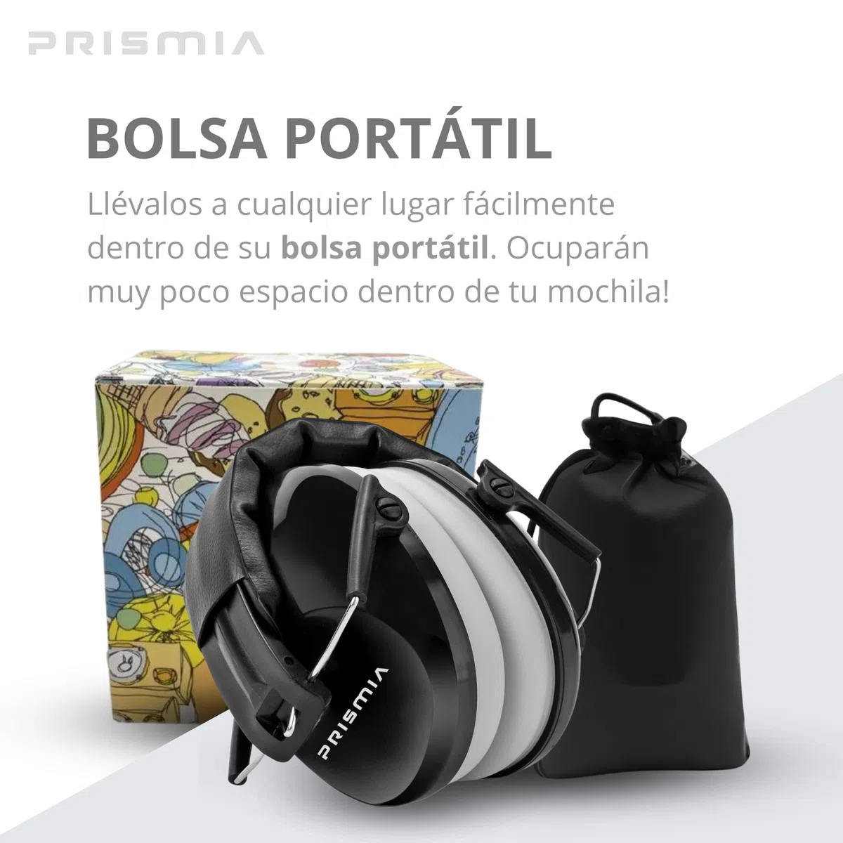 Prismia Cascos Insonorizacion para Estudiar + Bolsa - Auriculares Aislantes Ruido - Cascos Orejeras Antiruido - Protector Auditivo - Cacos Obra Cancelación Ruido Adultos - Autismo - Oposiciones