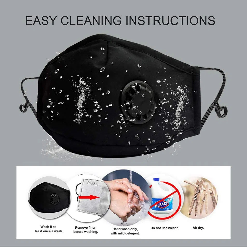 4 Piezas Bandanas de Algodón Reutilizable Lavable Ajustable con Válvula de Respiración y 12 Filtros de Carbón Activado para Antipolvo, Anti Haze, Anti Pollution, Envío desde España