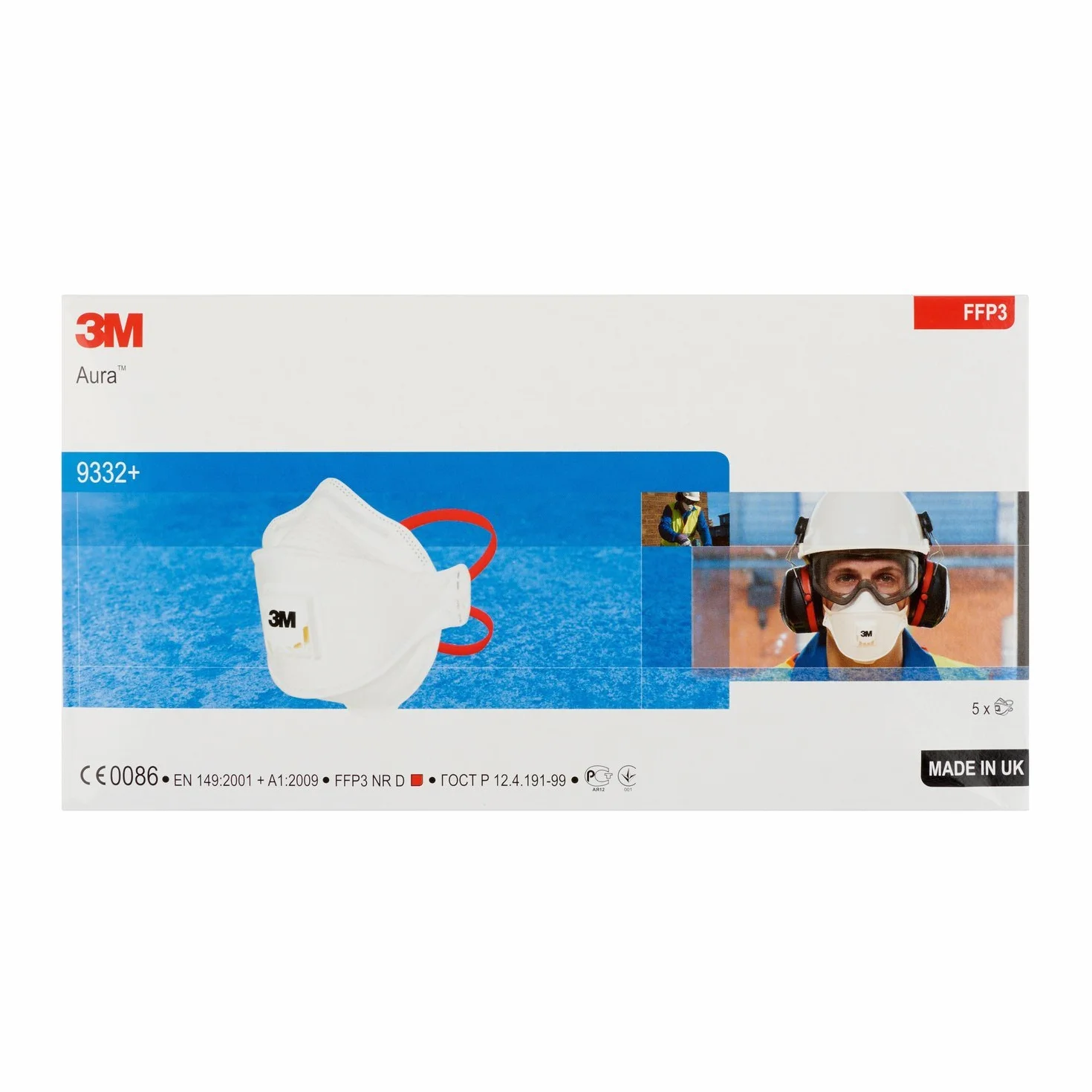3M 9332+SV Mascarilla Autofiltrante para partículas FFP3 con válvula, 5 unidades