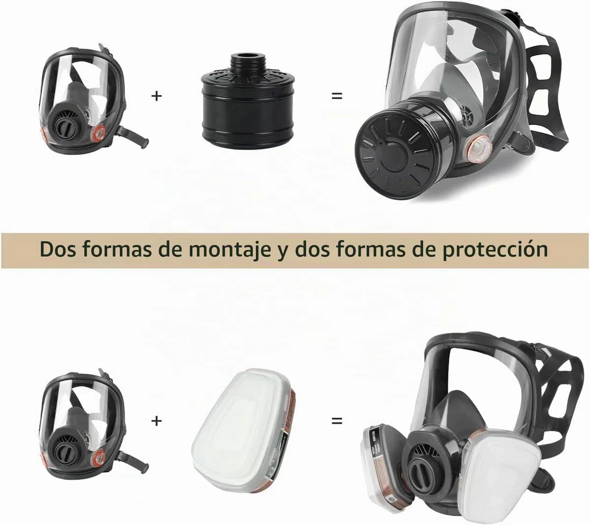 ALNUY Máscara de gas de cara completa, máscara de gas de supervivencia nuclear y química con filtro de carbón activado de 40 mm, máscara respiradora reutilizable para gases, vapores, polvo, productos