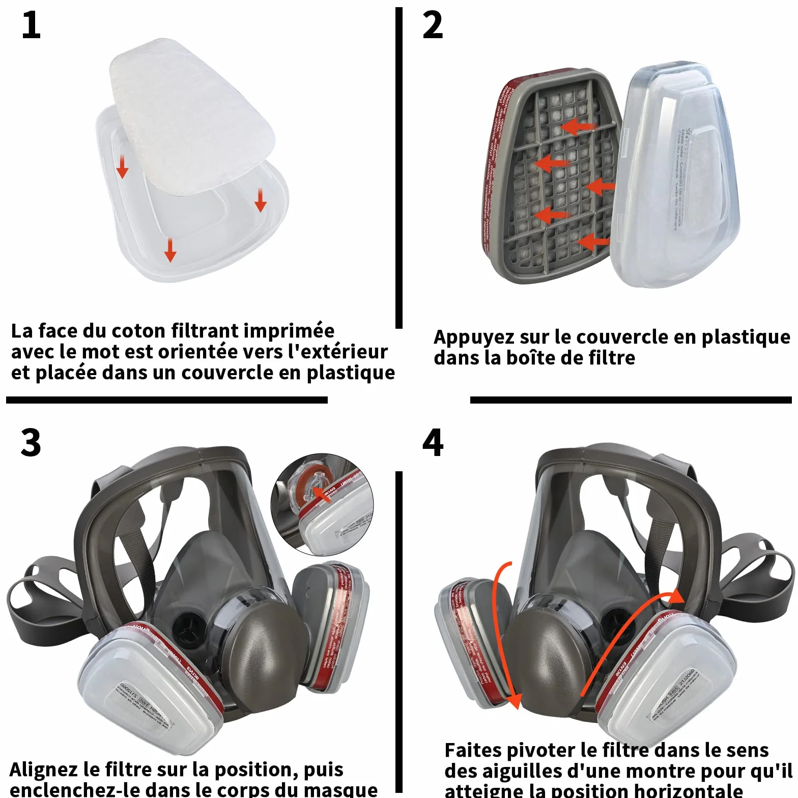 Faburo Respirator Facial Completo Reutilizable, Protección Respiratoria | Con 10 filtros de repuesto y 5 pares de guantes, para pintura, partículas, polvo, resina epoxi, lijado, soldadura