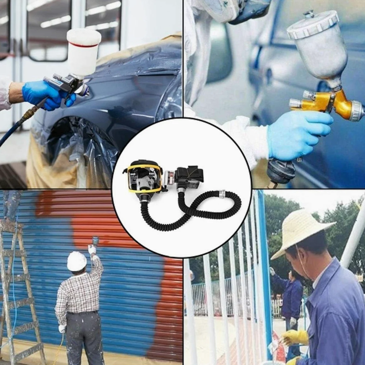 Máscara respiradora de cara completa con filtros para protección contra el polvo, ideal para aplicaciones de pintura, pesticidas y soldadura