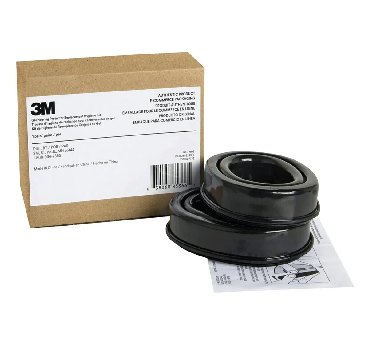 3M GEL-HYG - Kit de higiene de repuesto para almohadillas auditivas de gel, 1 par, funciona con WorkTunes (90543), Peltor Sport (97040, 97041, 97042, TAC300, TAC500, 90565 y 90566)