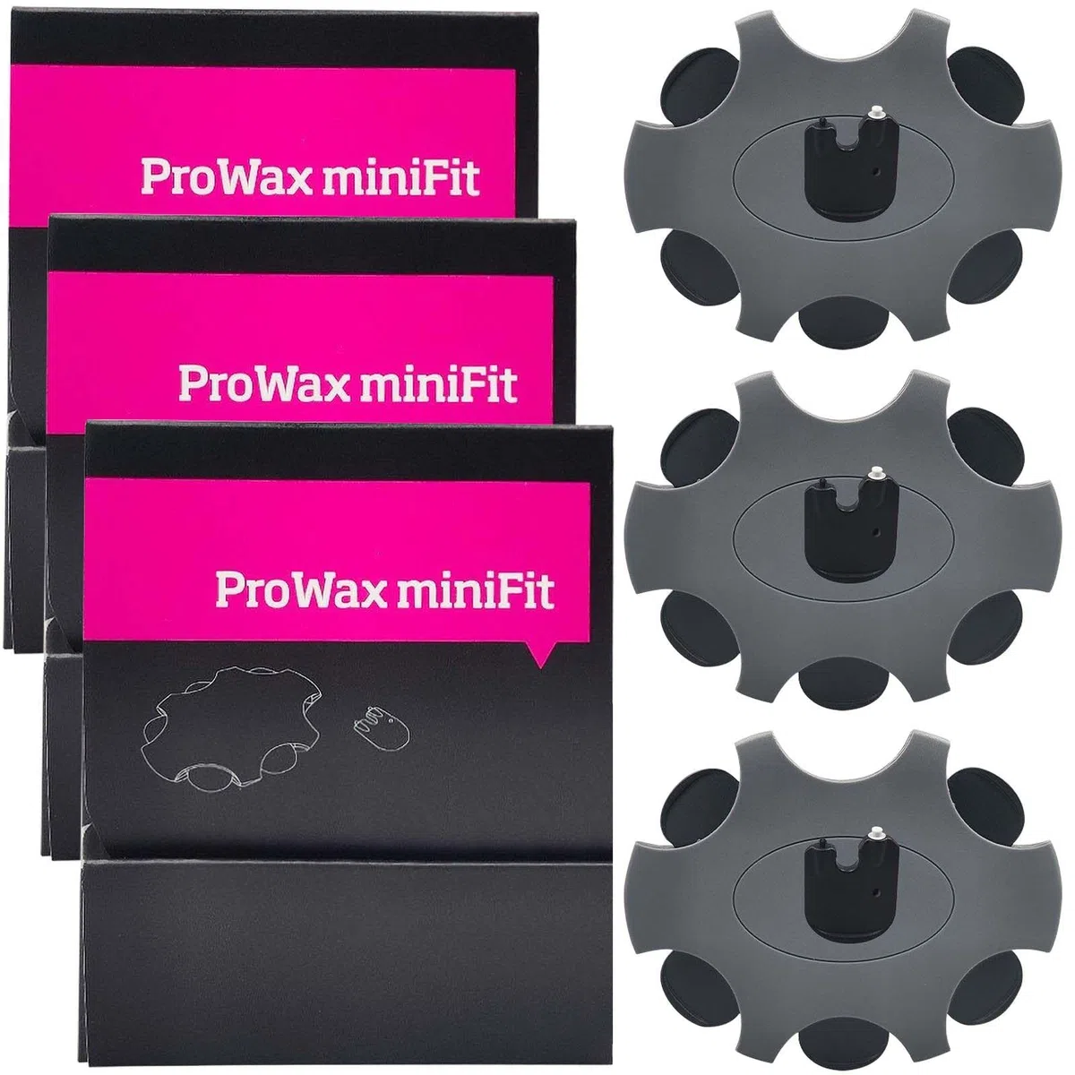 ProWax MiniFit - Filtro de cerumen para audífonos, filtro de cera de repuesto ProWax MiniFit compatible con audífonos Oticon, Bernafon y Auditio, 6 herramientas y 6 filtros (3 paquetes/18 unidades)
