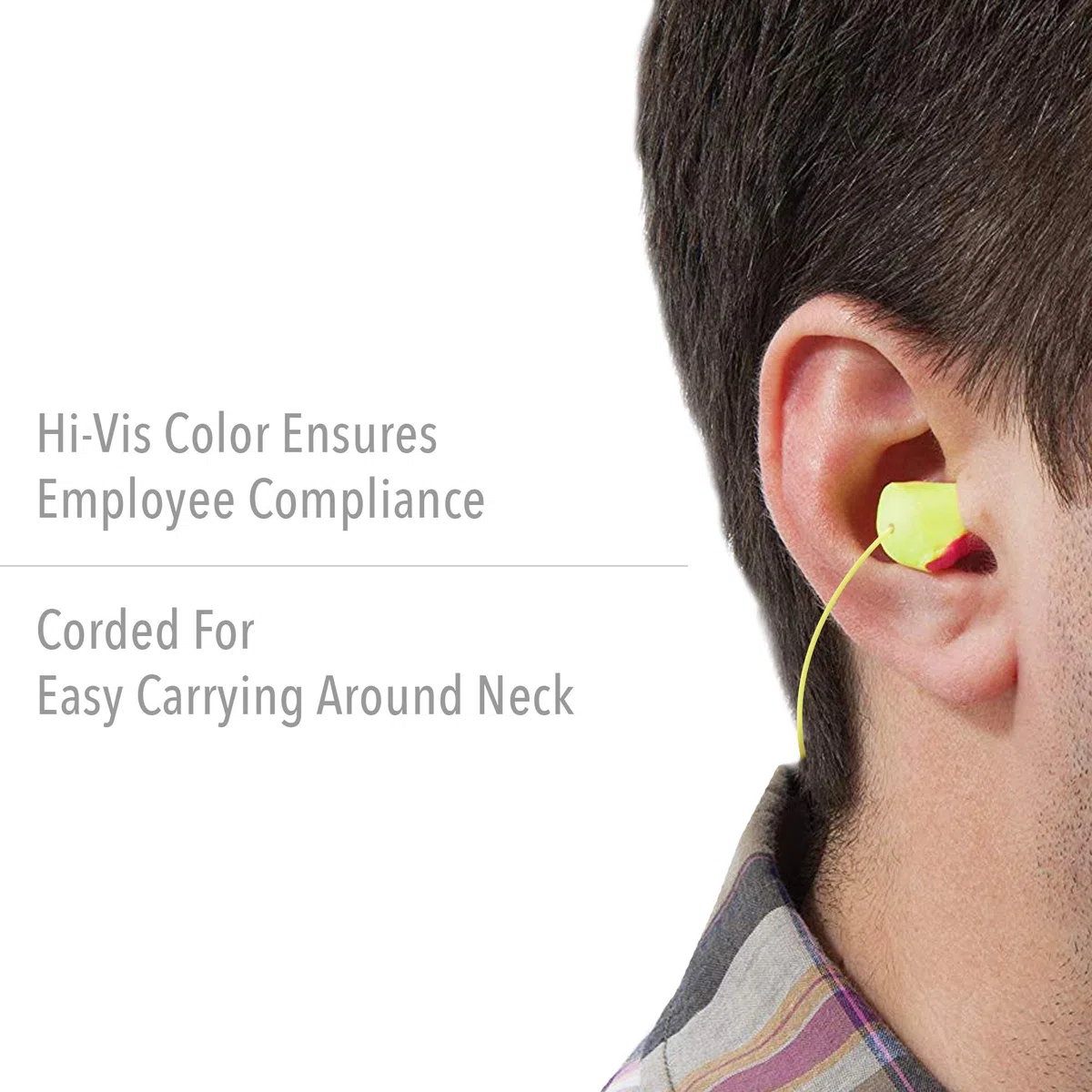 Foam Ear Plugs,Reusable,T-Shape,Corded,100/BX,Pink/Yellow, Sold as 1 Box