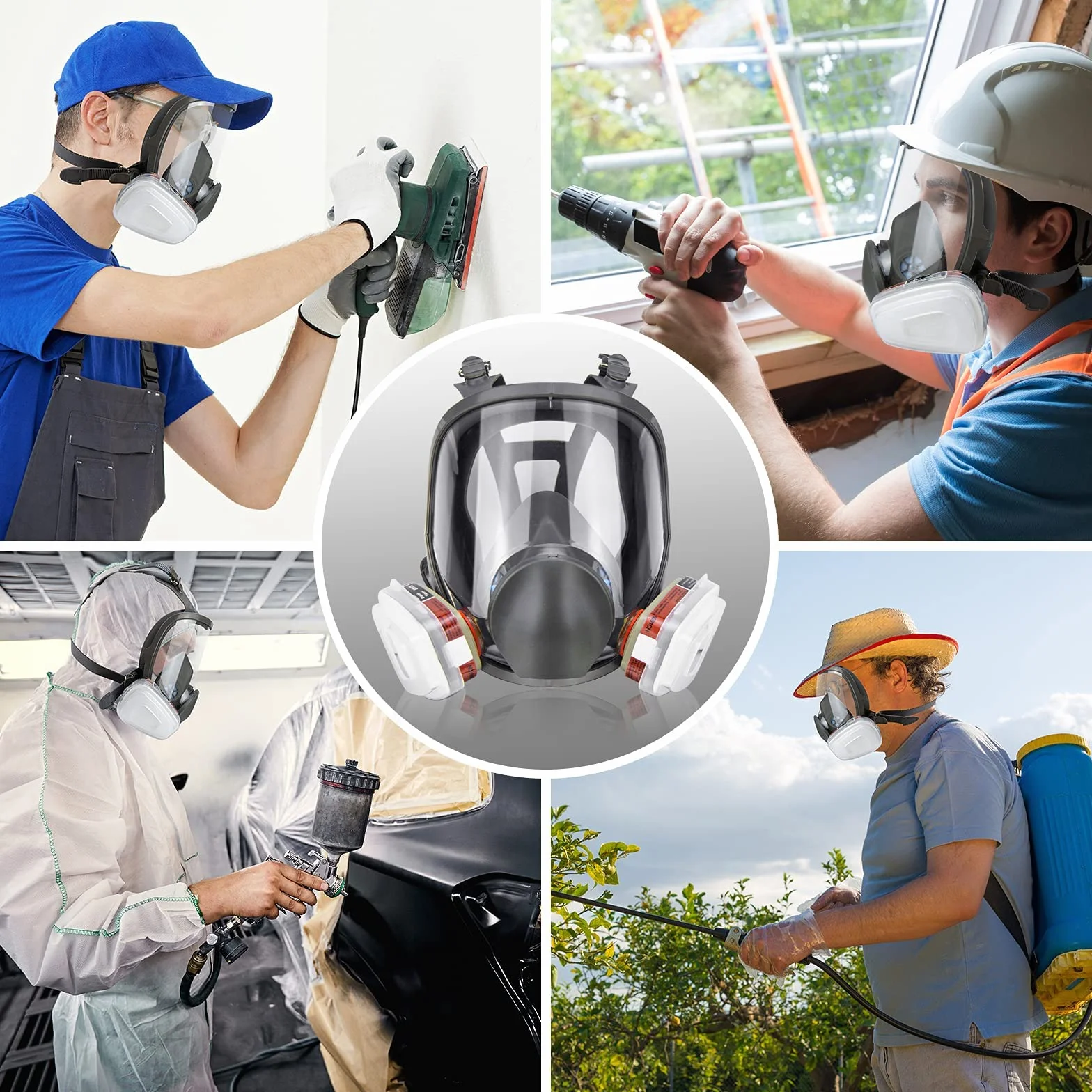 Máscara de vapor orgánica with Filtros de Recambio 17 en 1, máscara de gas con doble filtro de carbón activado, para pintura química, Construcción, Aserrado, Soldadura Y otros trabajos