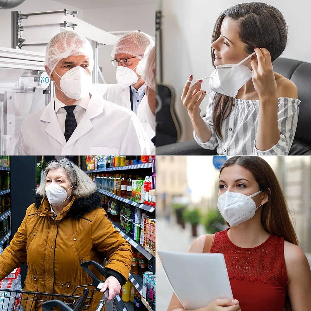 Paquete x100 Máscarillas Respiratorias Protección FFP2 NR desechables, 5 CAPAS, probadas y certificadas CE EN149 por un Organismo Notificado (Notified Body), EFB > 94%, 5 cajas de 20 unidades