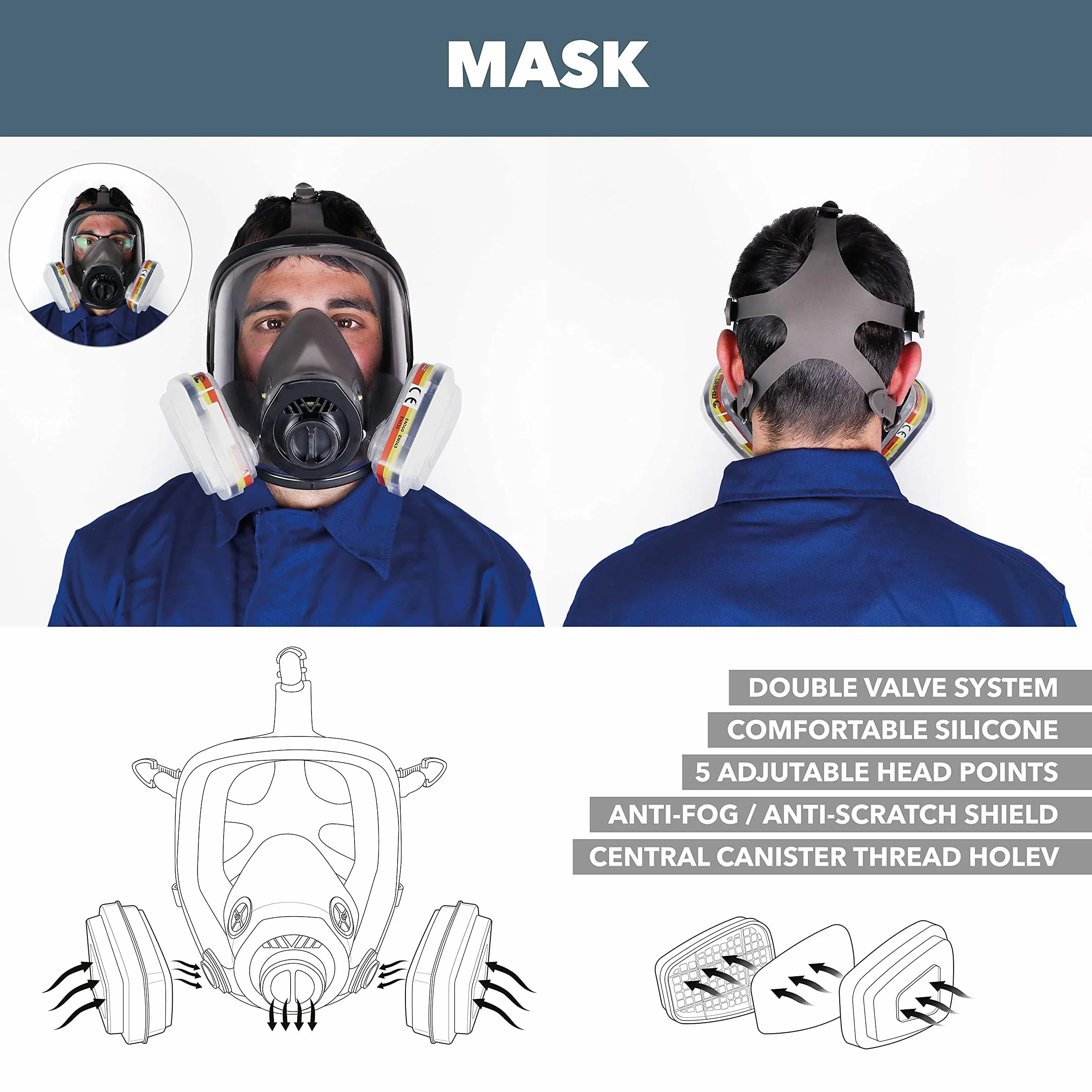 Máscara de Gas Completa Respirador RHINO RH-7011