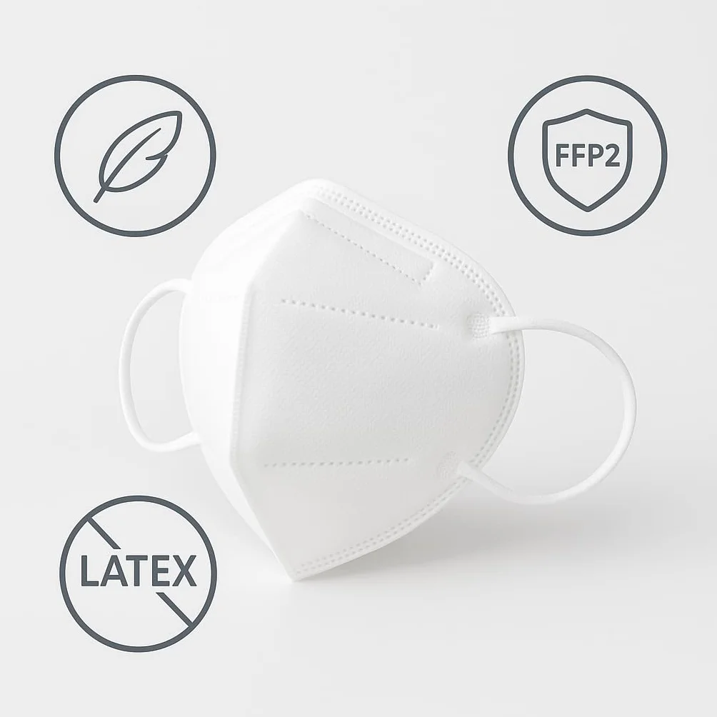 HaseMed FFP2 NR - Mascarillas sin válvula, color blanco, desechables, sin látex, ajuste ergonómico, paquete higiénico (20)