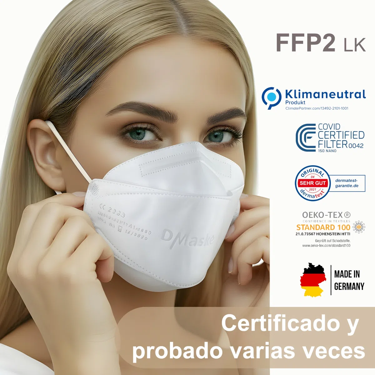 Mascarillas FFP2 Blanco | protector bucal | protección respiratoria | respirador | Amigable con la piel - Transpirabl | EN 149:2001+A:2009, CE 2233 GEPTEST