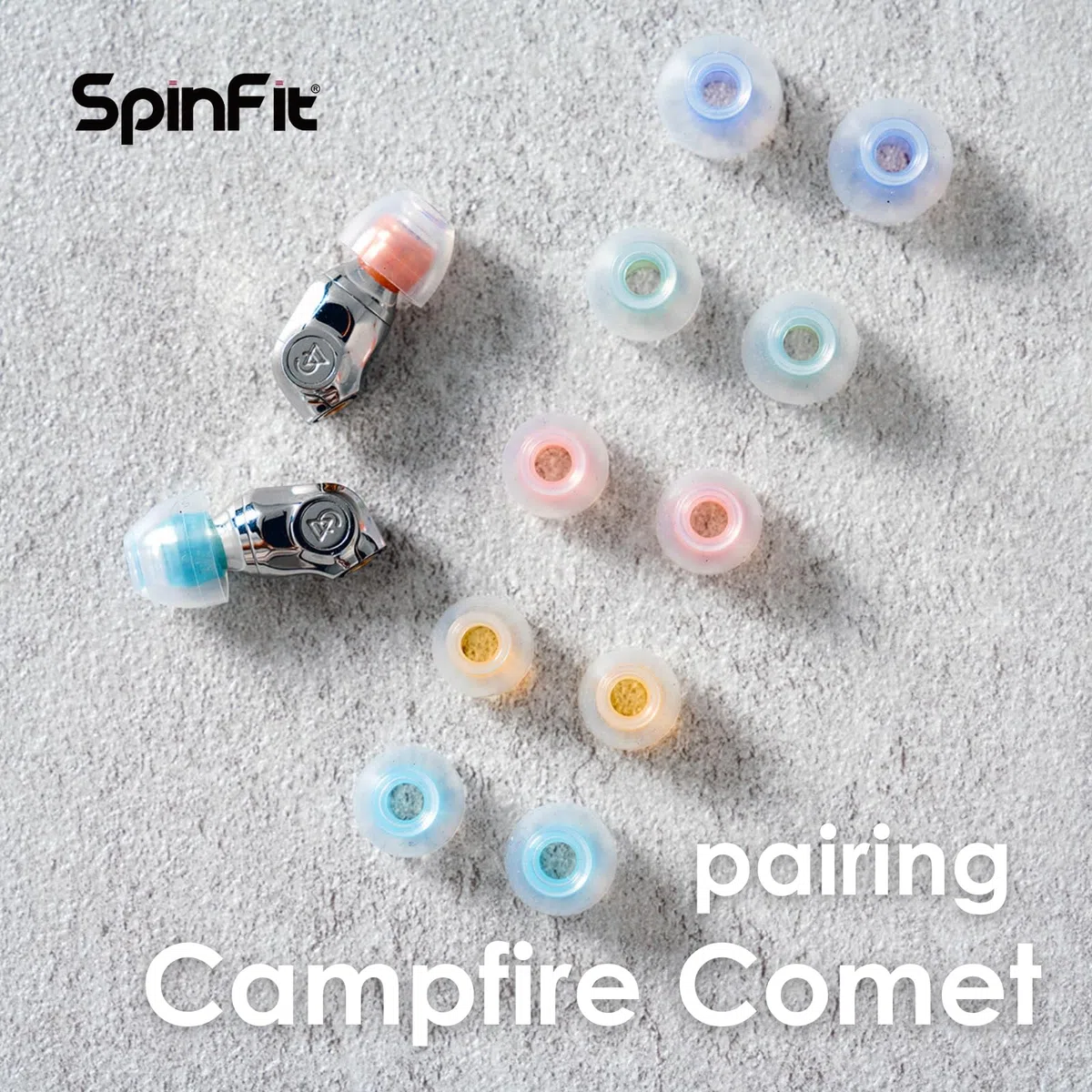 SpinFit W1 para IEM - L - Almohadillas de Silicona patentadas de Grado médico, núcleo de Tubo Doble en Forma de W, más Estabilidad