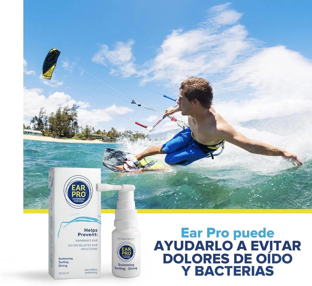 Ear Pro Sustituto para tapones oídos piscina. Aceite spray Seguro y Natural para los oídos que ayuda a proteger los oídos del agua y evitar infecciones para adultos y niños.