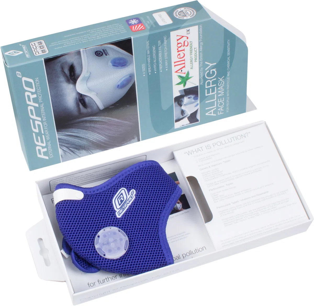 Respro Allergy Mask Blue - XL (175g, GBP36.99)