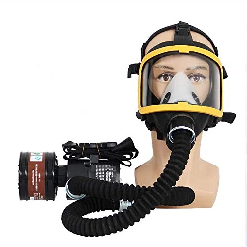 Máscara respiradora de cara completa alimentada por aire con filtros de silicona ajustables para pintura en aerosol, soldadura y uso en laboratorio, garantiza una protección respiratoria de flujo