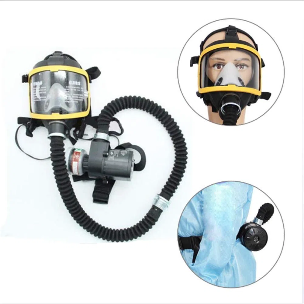 Respirador de cara completa con tubo de respiración, filtros de silicona ajustables para pintura, soldadura y aplicaciones de laboratorio