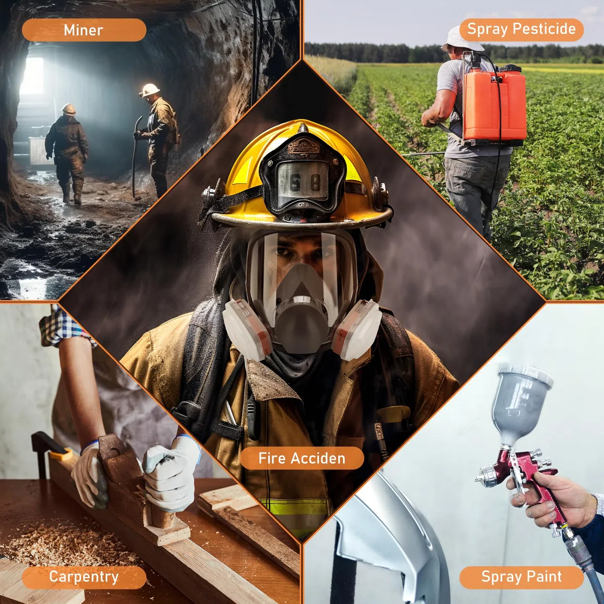 Máscara respiradora de cara completa para protección de vapor orgánico, cubierta antivaho a prueba de polvo para pintura, pulido, soldadura y seguridad en el trabajo